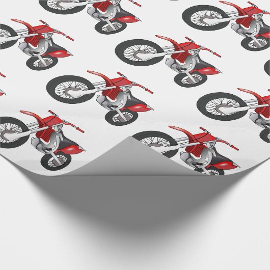 Motorrijwiel met rood en zwart op de weg/Enduro Cadeaupapier (Hoek)