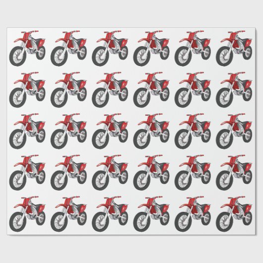 Motorrijwiel met rood en zwart op de weg/Enduro Cadeaupapier (Vlak)