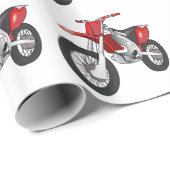 Motorrijwiel met rood en zwart op de weg/Enduro Cadeaupapier (Rol Hoek)