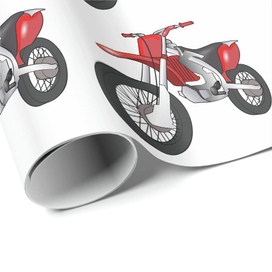 Motorrijwiel met rood en zwart op de weg/Enduro Cadeaupapier (Rol Hoek)