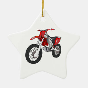 Motorrijwiel met rood en zwart op de weg/Enduro Keramisch Ornament