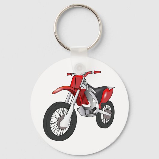 Motorrijwiel met rood en zwart op de weg/Enduro Sleutelhanger (Voorkant)