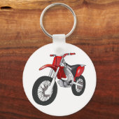 Motorrijwiel met rood en zwart op de weg/Enduro Sleutelhanger (Voorkant)