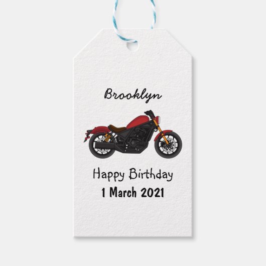 Motorrijwiel met wolkruisstijl cadeaulabel (Voorkant)