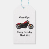 Motorrijwiel met wolkruisstijl cadeaulabel (Achterkant)