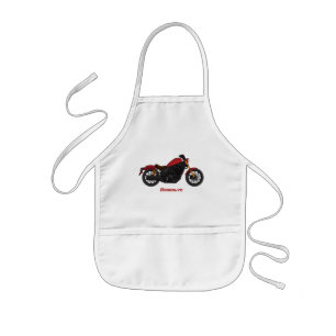 Motorrijwiel met wolkruisstijl kinder schort