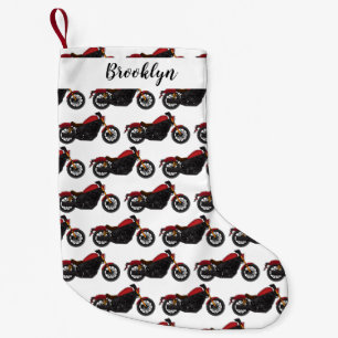 Motorrijwiel met wolkruisstijl kleine kerstsok