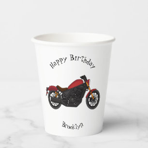 Motorrijwiel met wolkruisstijl papieren bekers