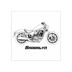 Motorrijwiel met wolkruisstijl rubberstempel