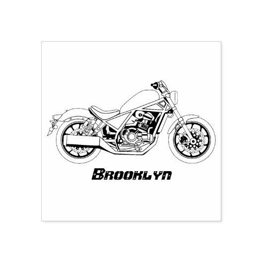 Motorrijwiel met wolkruisstijl rubberstempel (Afrduk)