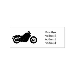 Motorrijwiel met wolkruisstijl rubberstempel