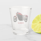 Motorrijwiel met wolkruisstijl shot glas (Achterkant)