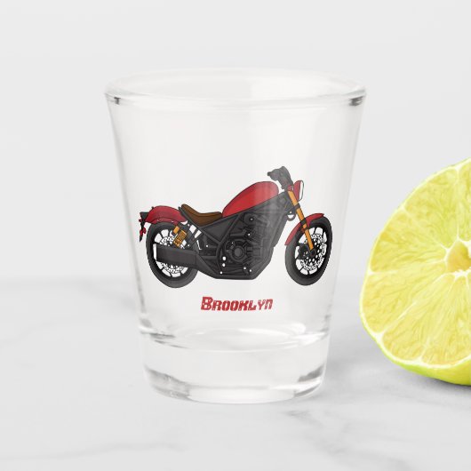 Motorrijwiel met wolkruisstijl shot glas (Voorkant)