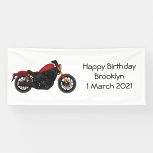 Motorrijwiel met wolkruisstijl spandoek