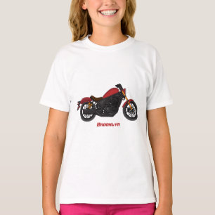 Motorrijwiel met wolkruisstijl t-shirt