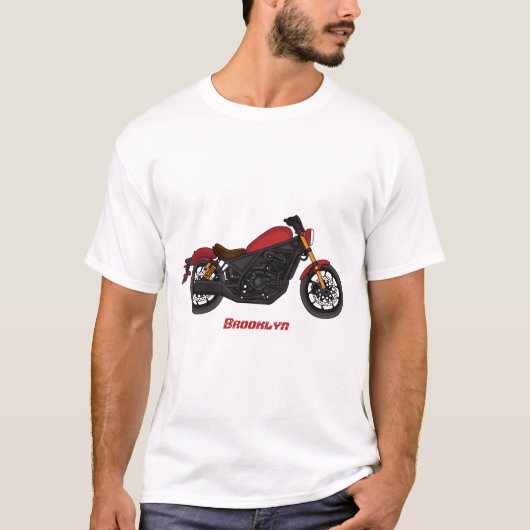 Motorrijwiel met wolkruisstijl t-shirt (Voorkant)