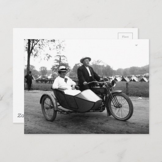 Motorrijwiel met zijspan  foto briefkaart (Voorkant / Achterkant)