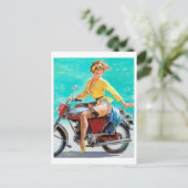 Motorrijwiel omhoog draaien briefkaart (Staand voorkant)