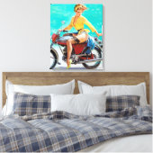 Motorrijwiel omhoog draaien canvas afdruk (Insitu (Slaapkamer))