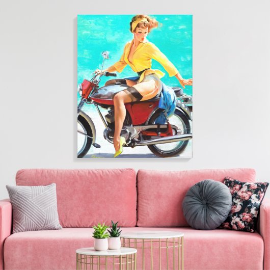 Motorrijwiel omhoog draaien canvas afdruk (Insitu (Woonkamer))
