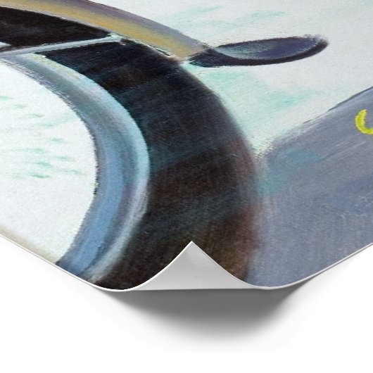 Motorrijwiel omhoog draaien poster (Hoek)