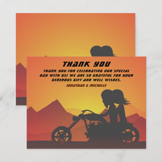 Motorrijwiel: raket, zonneschijn/zonneschijn bedankkaart (Voorkant / Achterkant)