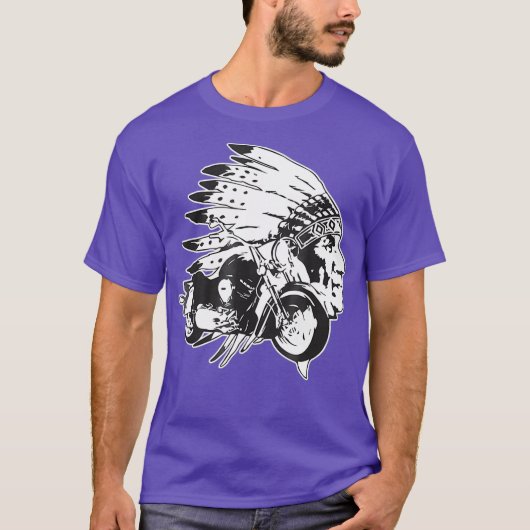 Motorrijwiel Shirt Biker Native American Biker (Voorkant)