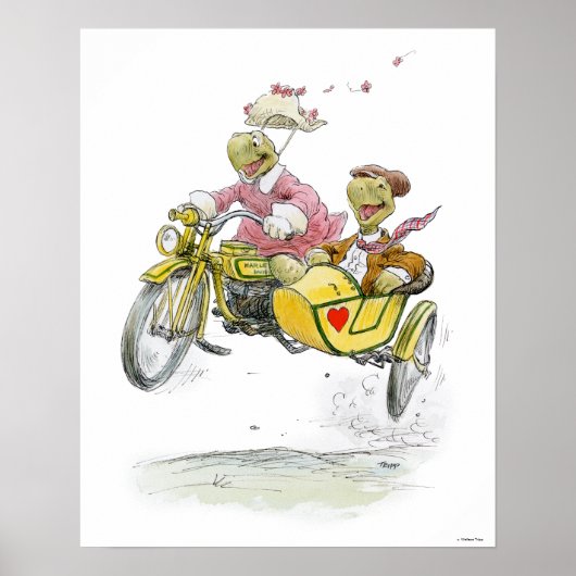 Motorrijwiel Sidecar Turtles afdrukken Poster (Voorkant)
