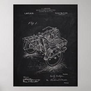 Motorrijwiel Zijspan 1885 Patentkarton Poster