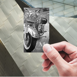 Motorrijwiel zwart-wit visitekaartje