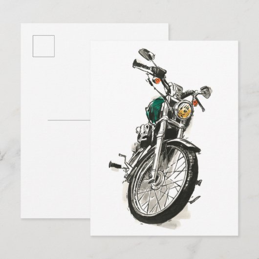 Motorrijwielen in inkt I Briefkaart (Voorkant / Achterkant)