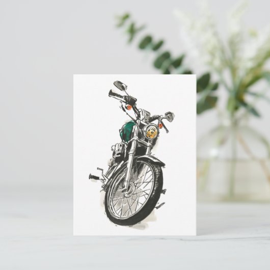 Motorrijwielen in inkt I Briefkaart (Staand voorkant)