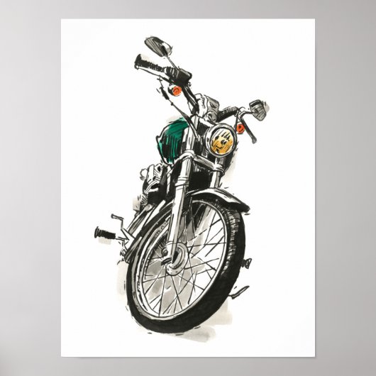 Motorrijwielen in inkt I Poster (Voorkant)