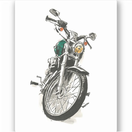 Motorrijwielen in inkt I Sticker (Voorkant)