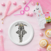 Motorrijwielen in inkt II Papieren Bordje (Feest)