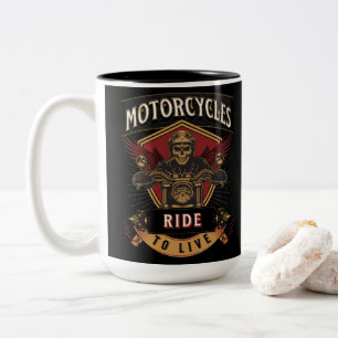 motorrijwielen met riem naar de schedel, naar de l tweekleurige koffiemok