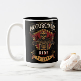 motorrijwielen met riem naar de schedel, naar de l tweekleurige koffiemok