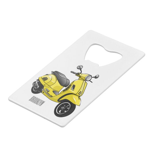 Motorrijwielillustratie cartoon creditkaart flessenopener (Voorkant Gekanteld)