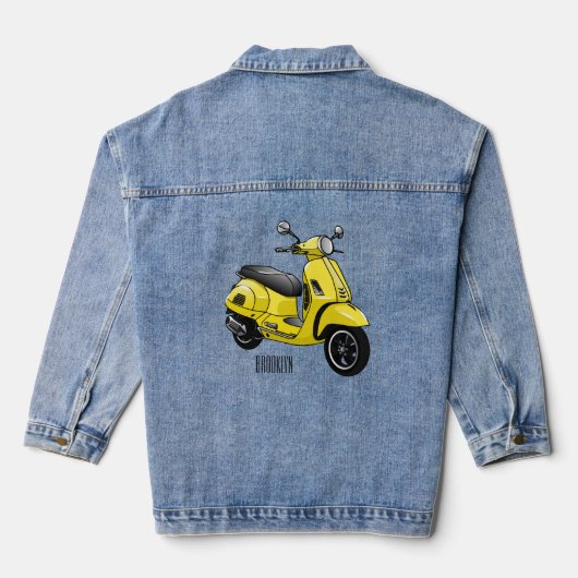 Motorrijwielillustratie cartoon denim jacket (Achterkant)