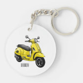 Motorrijwielillustratie cartoon sleutelhanger (Achterkant)