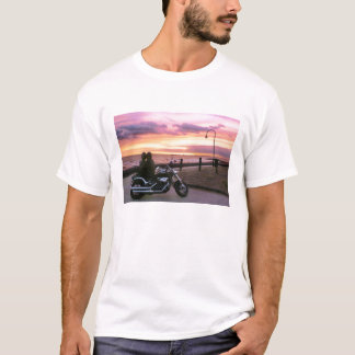 Motorrijwielovers op zonsondergang t-shirt