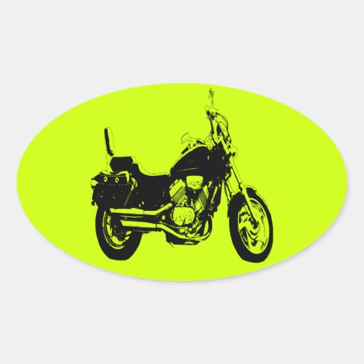 Motorsilhouet voor wolfietsen ovale sticker (Voorkant)