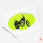 Motorsilhouet voor wolfietsen ovale sticker (Envelop)