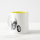 Motorsilhouet voor wolfietsen tweekleurige koffiemok (Voorkant links)