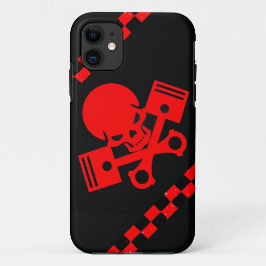 Motorspierauto met motorfiets, schedel en zuiger Case-Mate iPhone case (Achterkant)