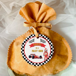 Motorsport Checkered Flag Round Party Bedankjes Labels