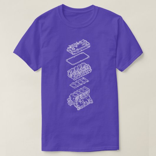 Motortekening blauwdruk t-shirt (Design voorkant)