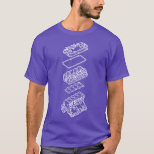 Motortekening blauwdruk t-shirt