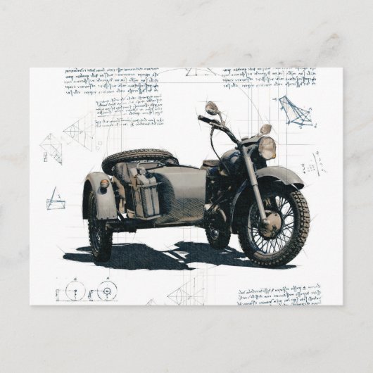  motortekening briefkaart (Voorkant)