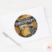 Motorthema, 50e verjaardag, Goud en zwart Ronde Sticker (Envelop)